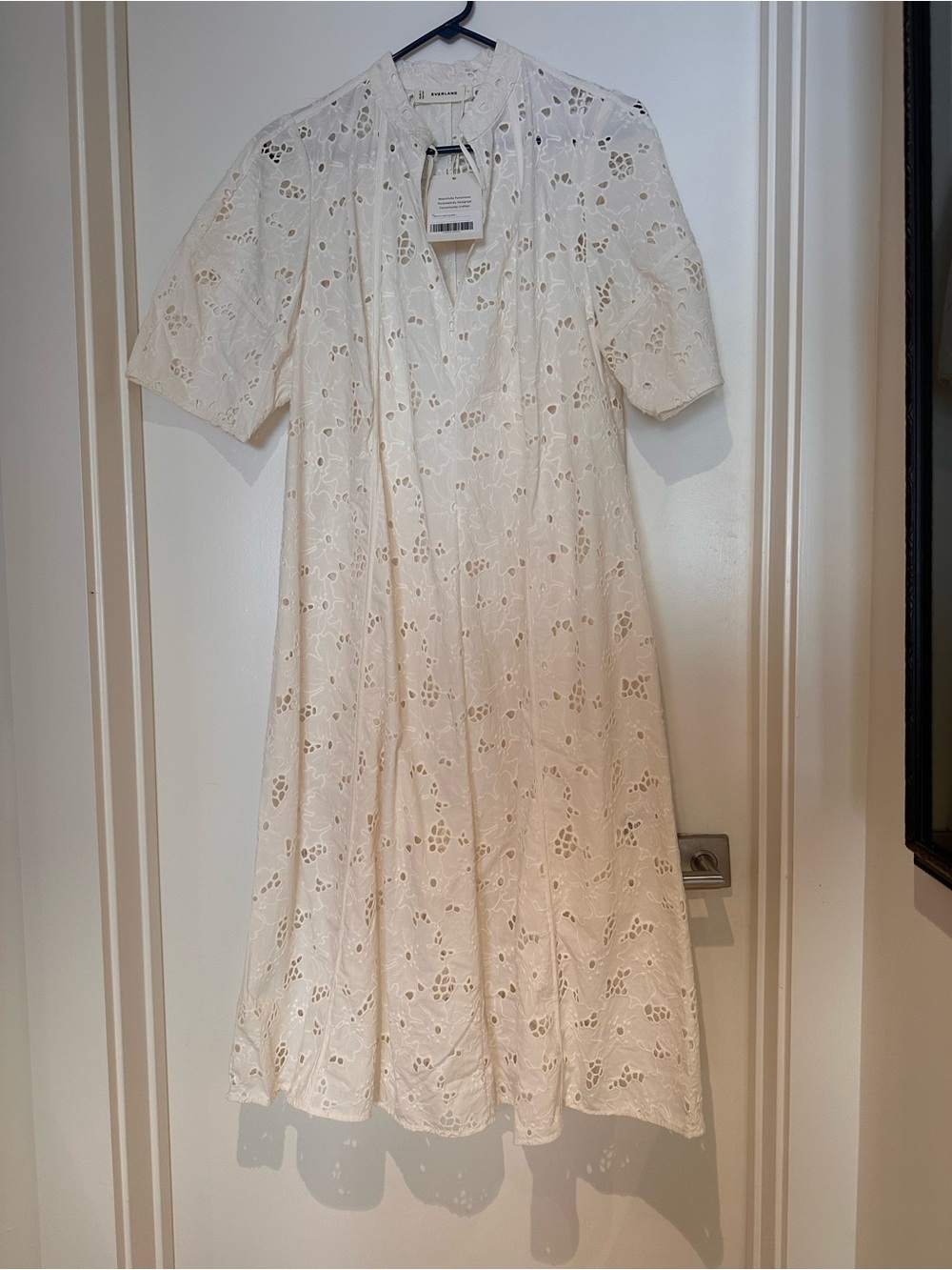 Everlane White Eyelet A-Line Midi Dress size Large NWT - Picture 3 of 5